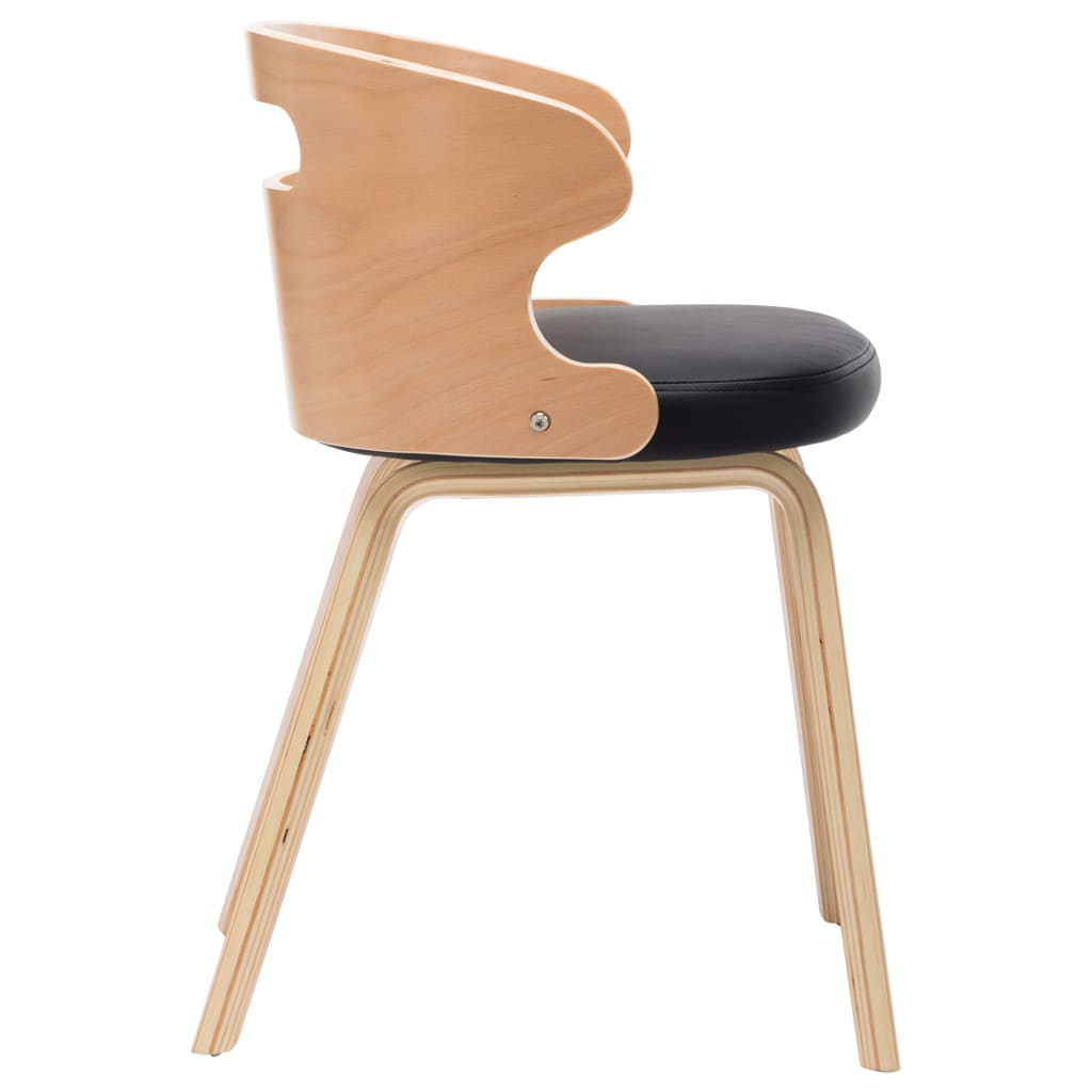 Eetkamerstoelen 6 st gebogen hout en kunstleer zwart is nu te koop bij PeponiXL, paradijselijk wonen!