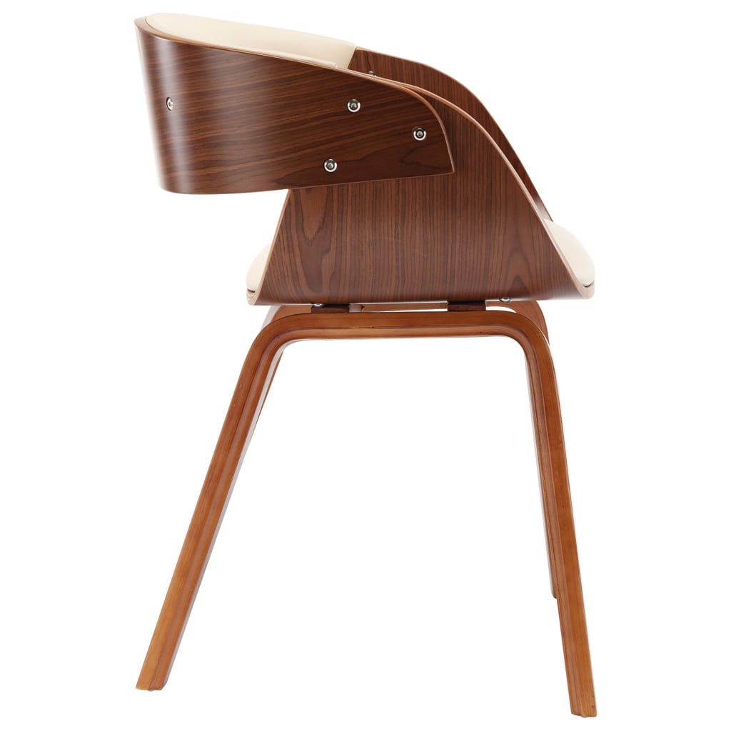 Eetkamerstoelen 2 st gebogen hout en kunstleer crèmekleurig is nu te koop bij PeponiXL, paradijselijk wonen!