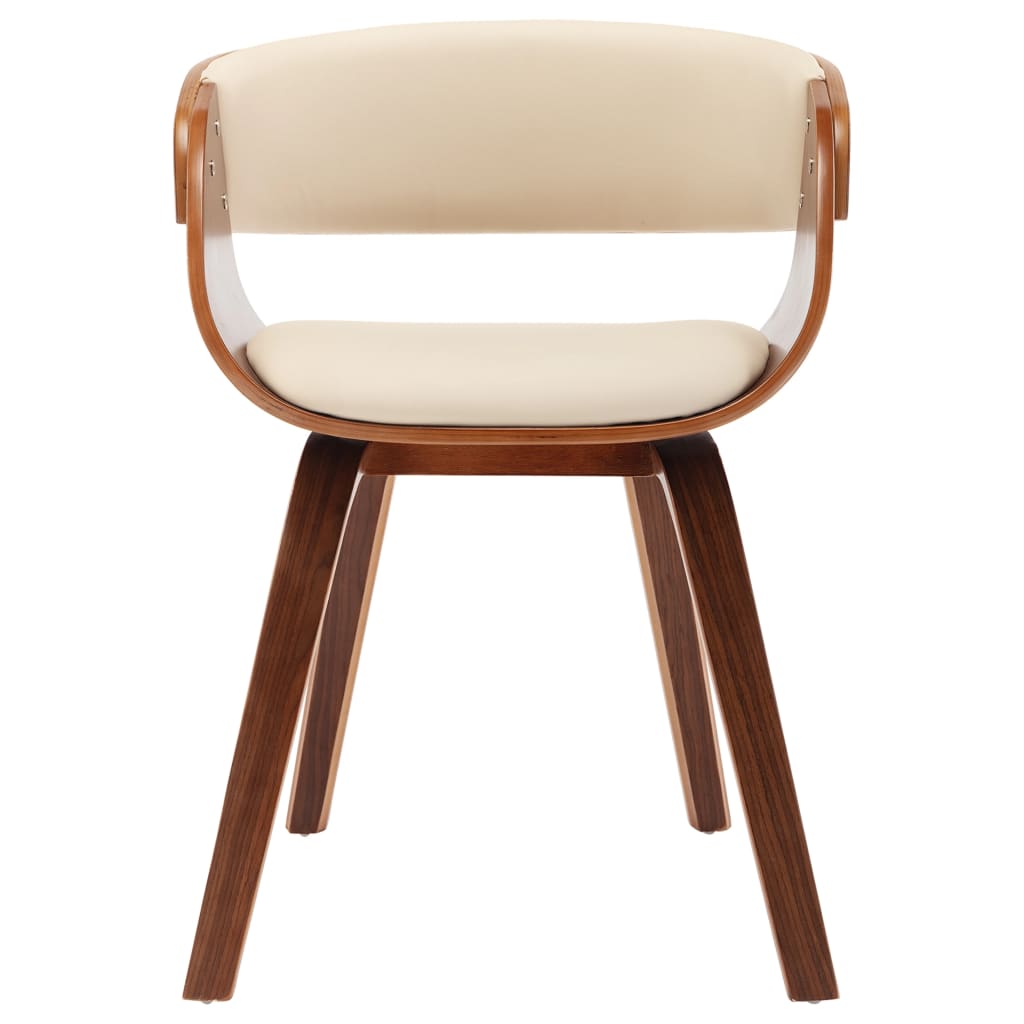 Eetkamerstoelen 4 st gebogen hout en kunstleer crèmekleurig is nu te koop bij PeponiXL, paradijselijk wonen!