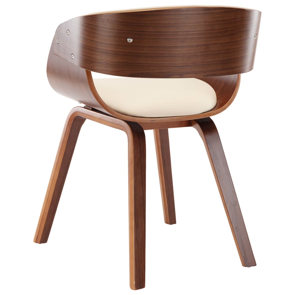 Eetkamerstoelen 4 st gebogen hout en kunstleer crèmekleurig is nu te koop bij PeponiXL, paradijselijk wonen!