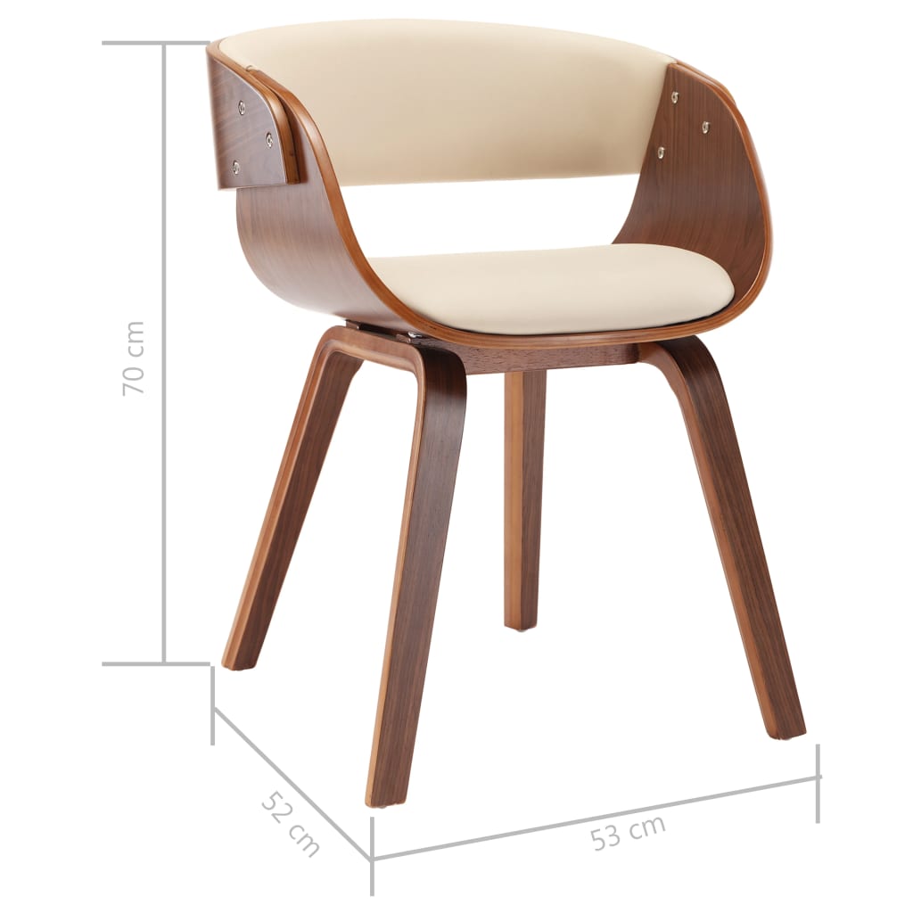 Eetkamerstoelen 4 st gebogen hout en kunstleer crèmekleurig is nu te koop bij PeponiXL, paradijselijk wonen!