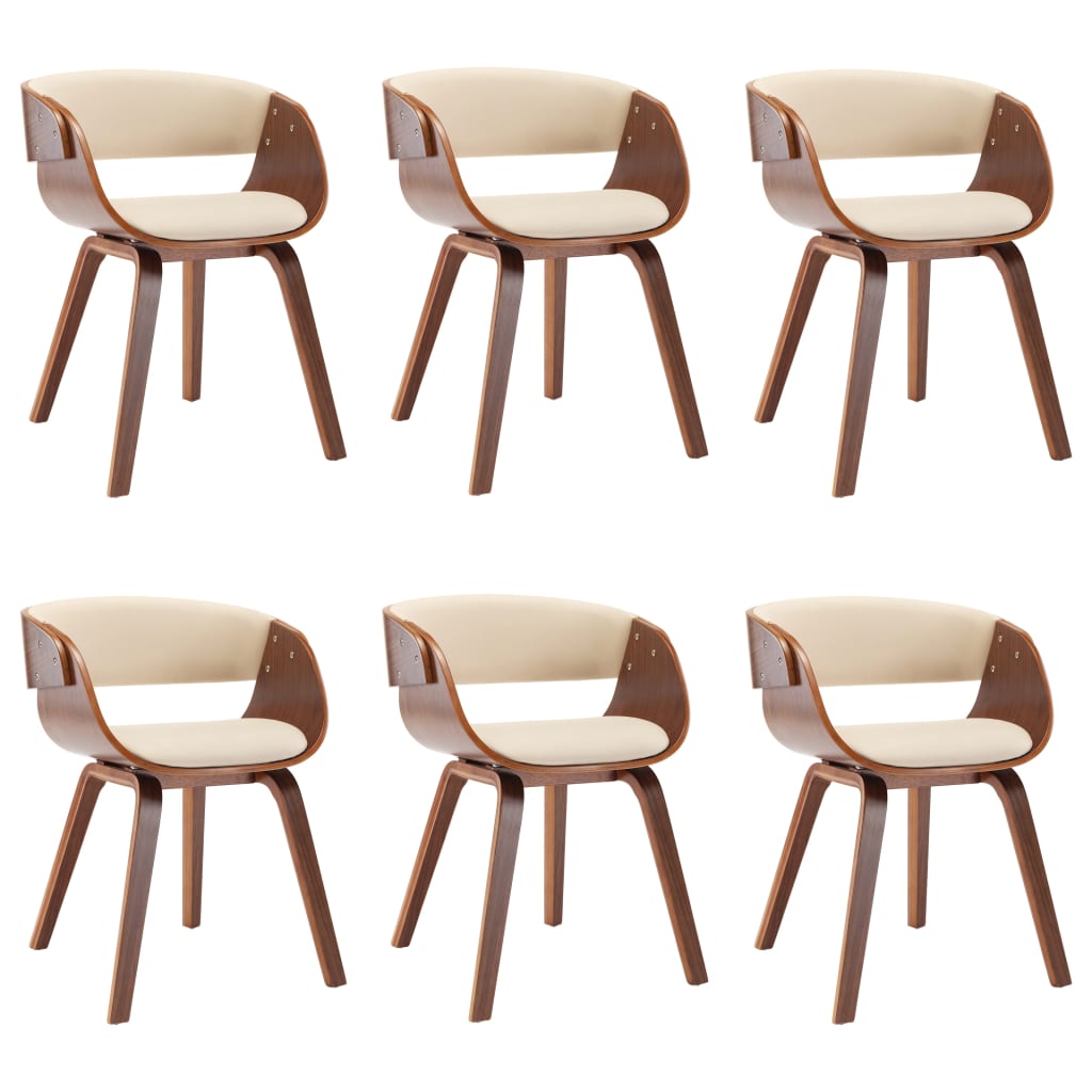 Eetkamerstoelen 6 st gebogen hout en kunstleer crème is nu te koop bij PeponiXL, paradijselijk wonen!