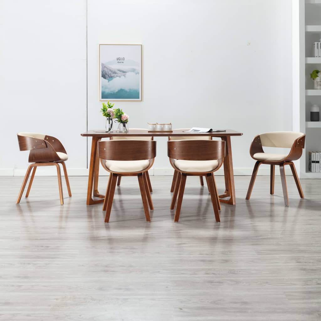 Eetkamerstoelen 6 st gebogen hout en kunstleer crème is nu te koop bij PeponiXL, paradijselijk wonen!