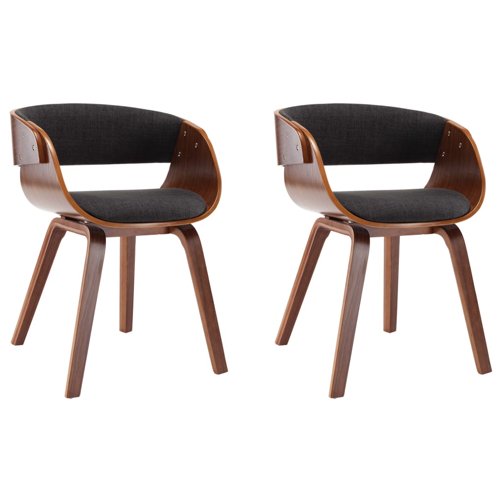 Eetkamerstoelen 2 st gebogen hout en stof grijs is nu te koop bij PeponiXL, paradijselijk wonen!