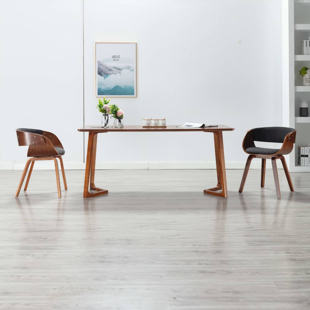 Eetkamerstoelen 2 st gebogen hout en stof grijs is nu te koop bij PeponiXL, paradijselijk wonen!