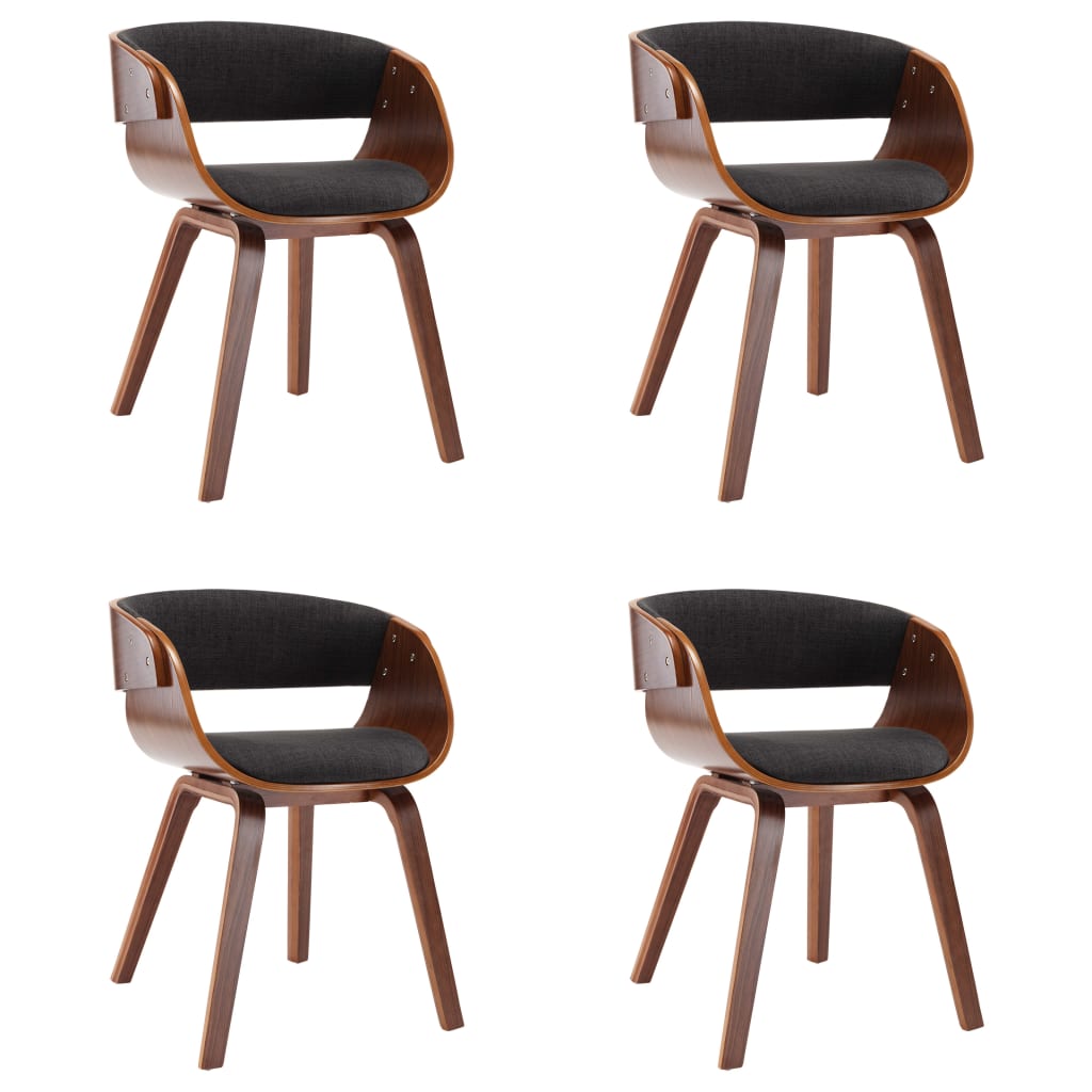 Eetkamerstoelen 4 st gebogen hout en stof grijs is nu te koop bij PeponiXL, paradijselijk wonen!