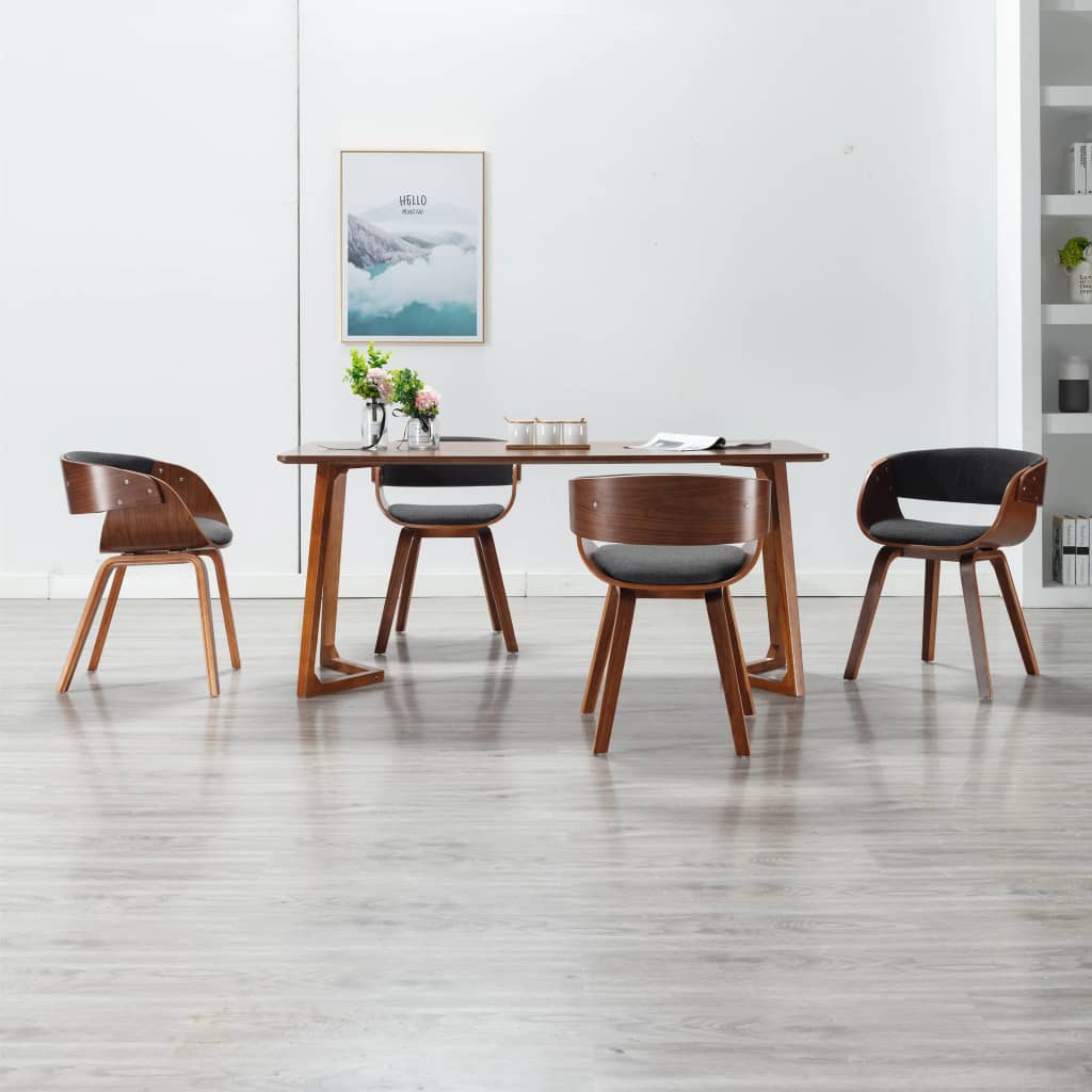 Eetkamerstoelen 4 st gebogen hout en stof grijs is nu te koop bij PeponiXL, paradijselijk wonen!
