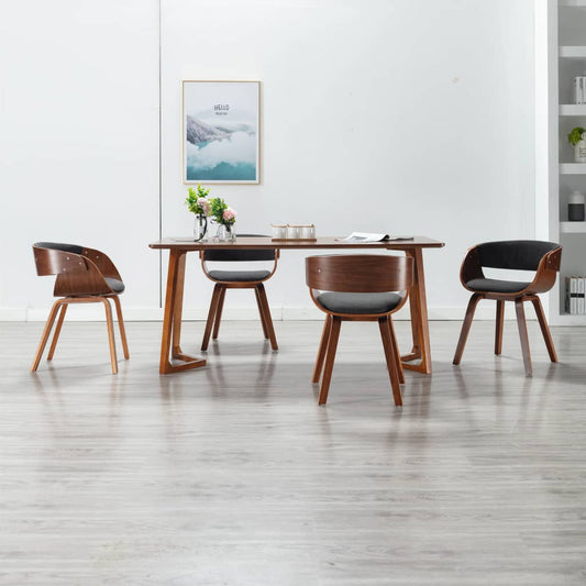 Eetkamerstoelen 4 st gebogen hout en stof grijs is nu te koop bij PeponiXL, paradijselijk wonen!