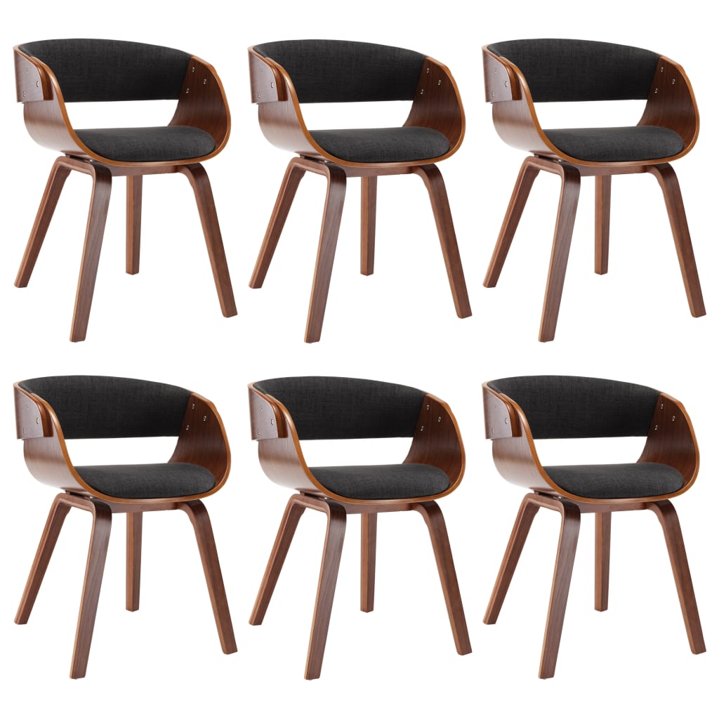Eetkamerstoelen 6 st gebogen hout en stof grijs is nu te koop bij PeponiXL, paradijselijk wonen!