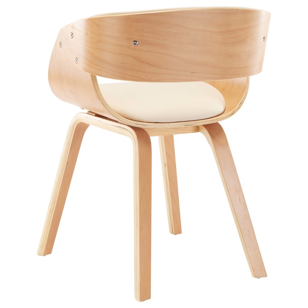 Eetkamerstoelen 2 st gebogen hout en kunstleer crèmekleurig is nu te koop bij PeponiXL, paradijselijk wonen!