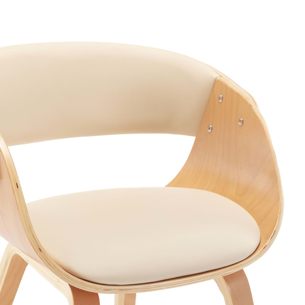 Eetkamerstoelen 2 st gebogen hout en kunstleer crèmekleurig is nu te koop bij PeponiXL, paradijselijk wonen!