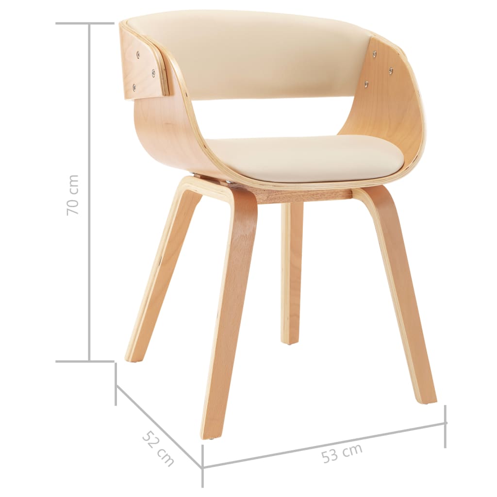 Eetkamerstoelen 2 st gebogen hout en kunstleer crèmekleurig is nu te koop bij PeponiXL, paradijselijk wonen!