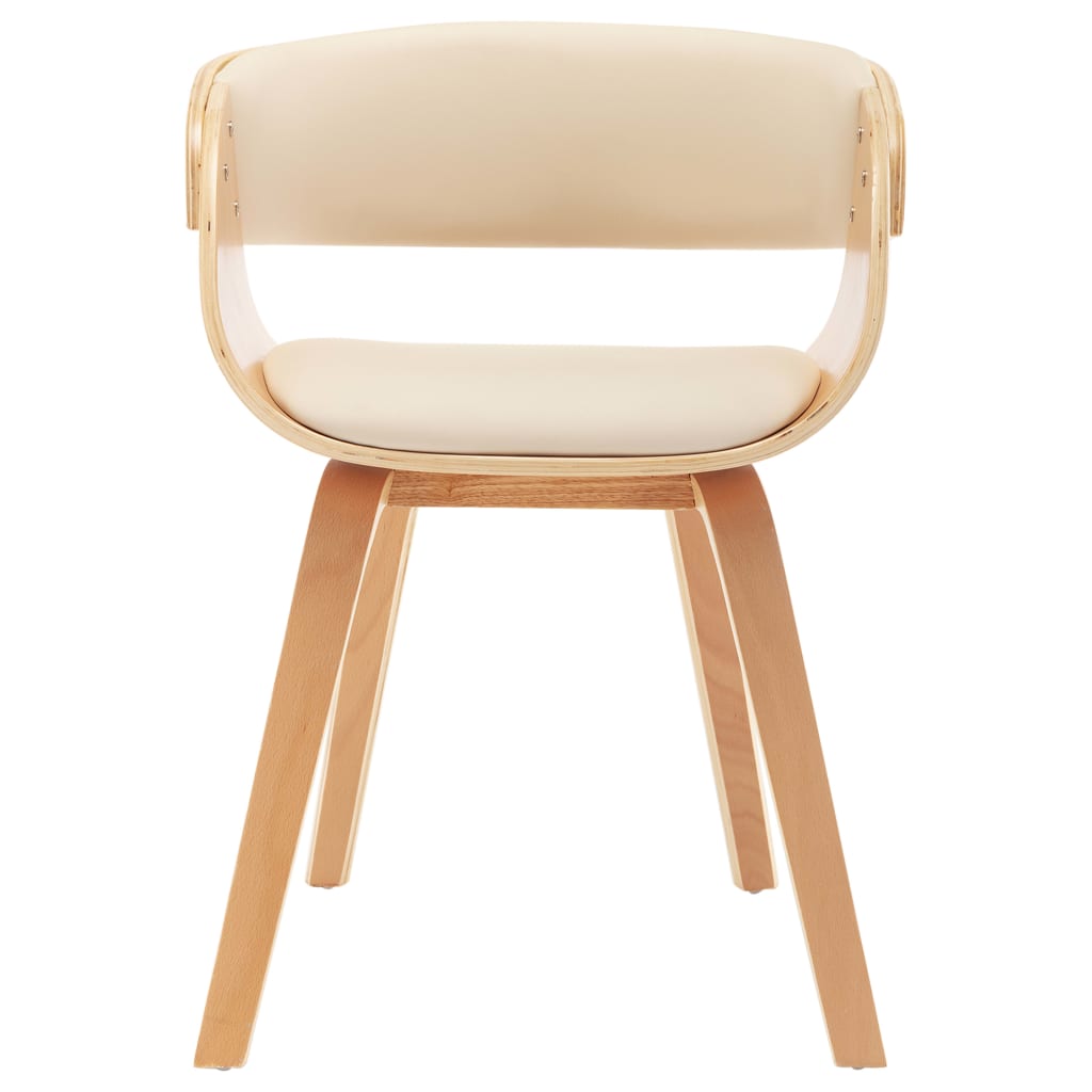 Eetkamerstoelen 4 st gebogen hout en kunstleer crèmekleurig is nu te koop bij PeponiXL, paradijselijk wonen!