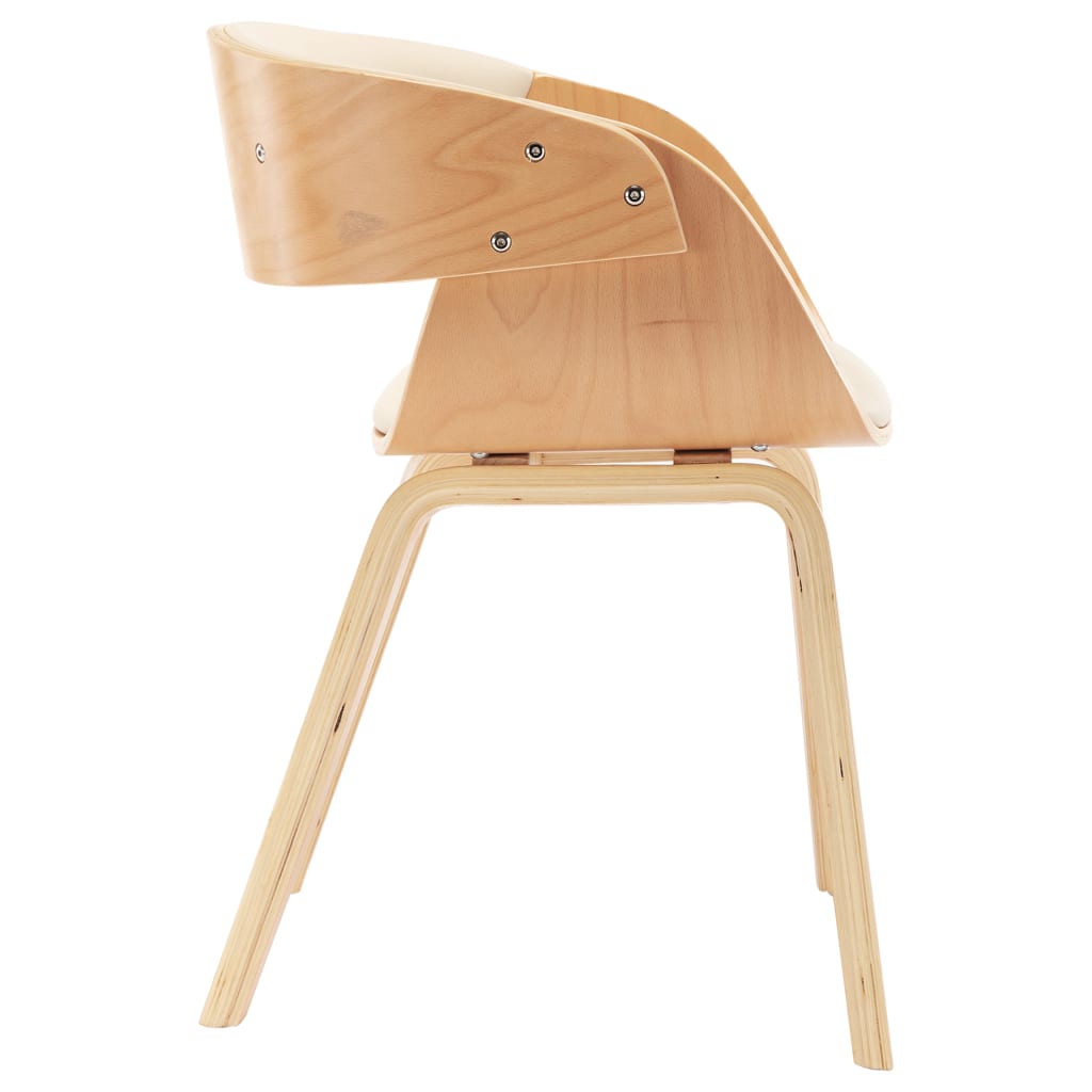 Eetkamerstoelen 4 st gebogen hout en kunstleer crèmekleurig is nu te koop bij PeponiXL, paradijselijk wonen!