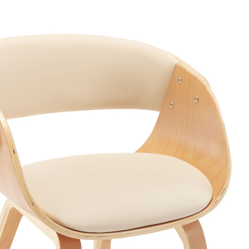 Eetkamerstoelen 4 st gebogen hout en kunstleer crèmekleurig is nu te koop bij PeponiXL, paradijselijk wonen!