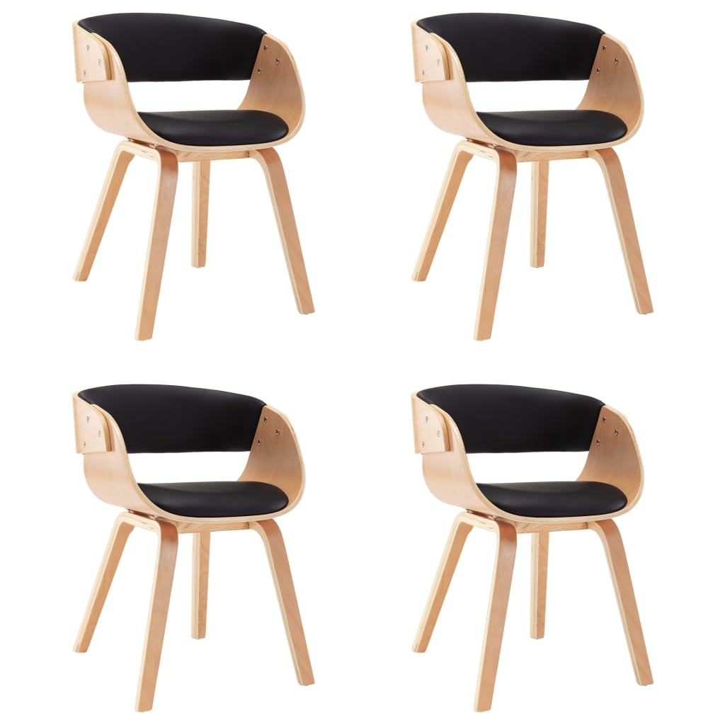Eetkamerstoelen 4 st gebogen hout en kunstleer zwart is nu te koop bij PeponiXL, paradijselijk wonen!