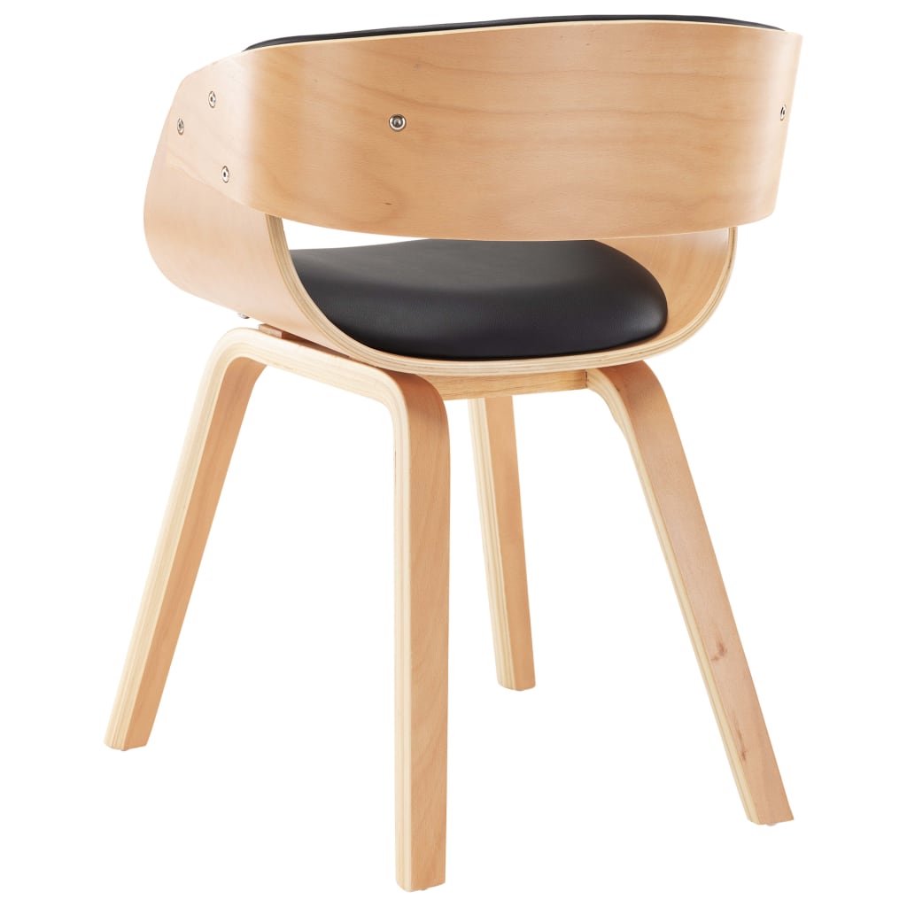 Eetkamerstoelen 6 st gebogen hout en kunstleer zwart is nu te koop bij PeponiXL, paradijselijk wonen!