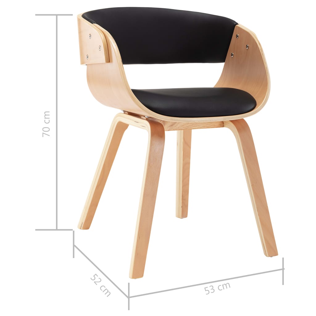 Eetkamerstoelen 6 st gebogen hout en kunstleer zwart is nu te koop bij PeponiXL, paradijselijk wonen!