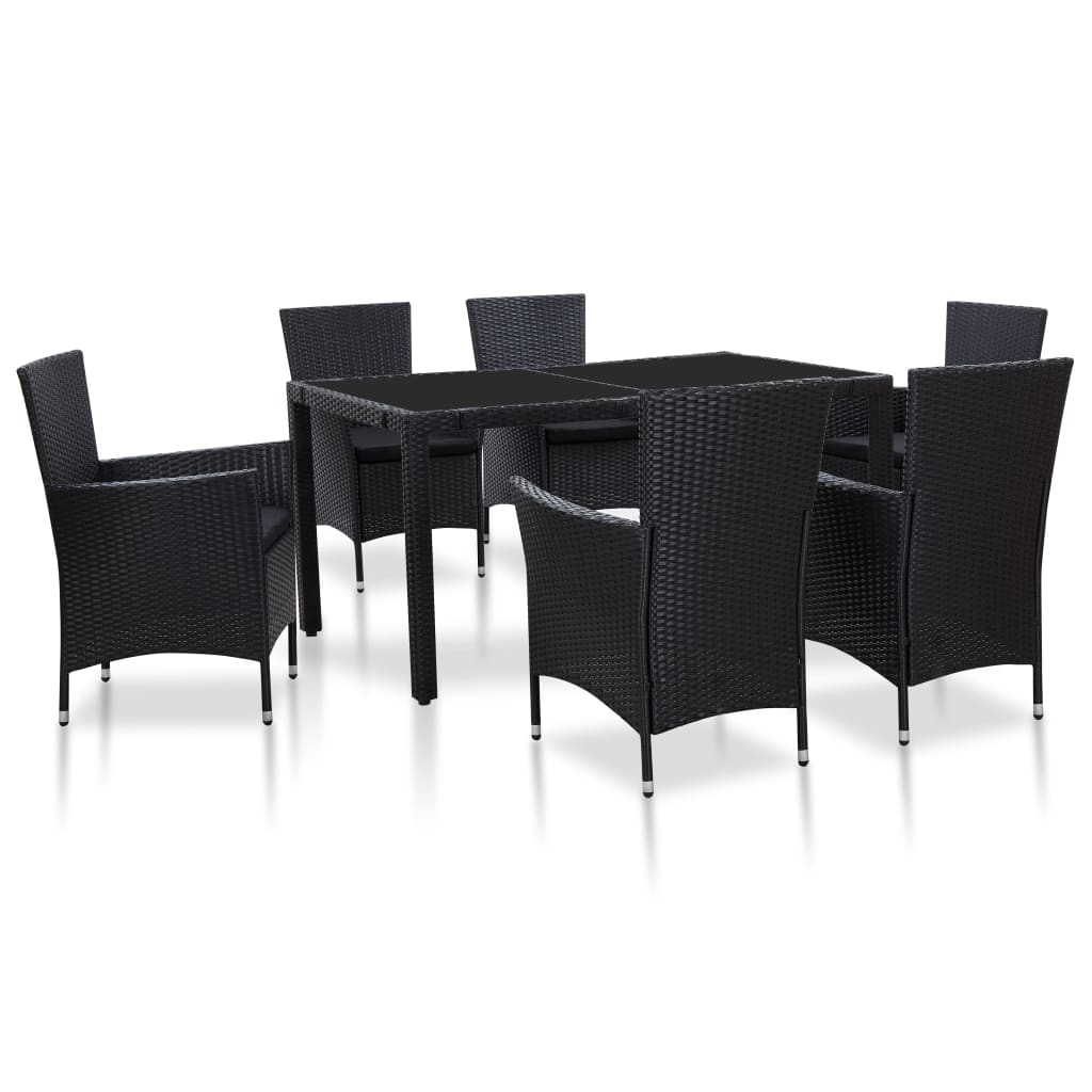 7-delige Tuinset poly rattan zwart is nu te koop bij PeponiXL, paradijselijk wonen!