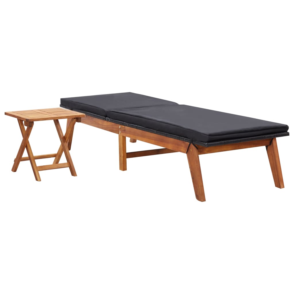 Ligbed met tafel poly rattan en massief acaciahout is nu te koop bij PeponiXL, paradijselijk wonen!
