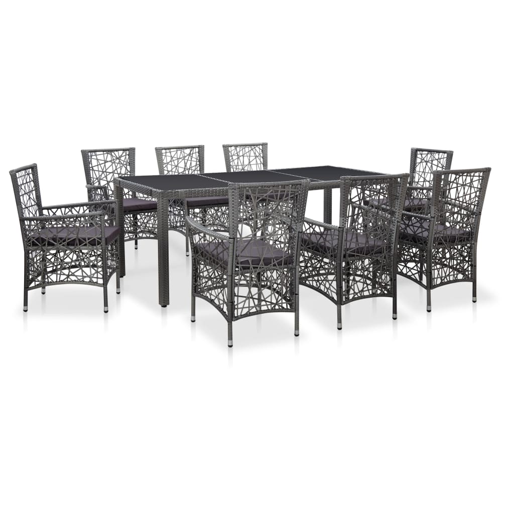 9-delige Tuinset poly rattan grijs is nu te koop bij PeponiXL, paradijselijk wonen!