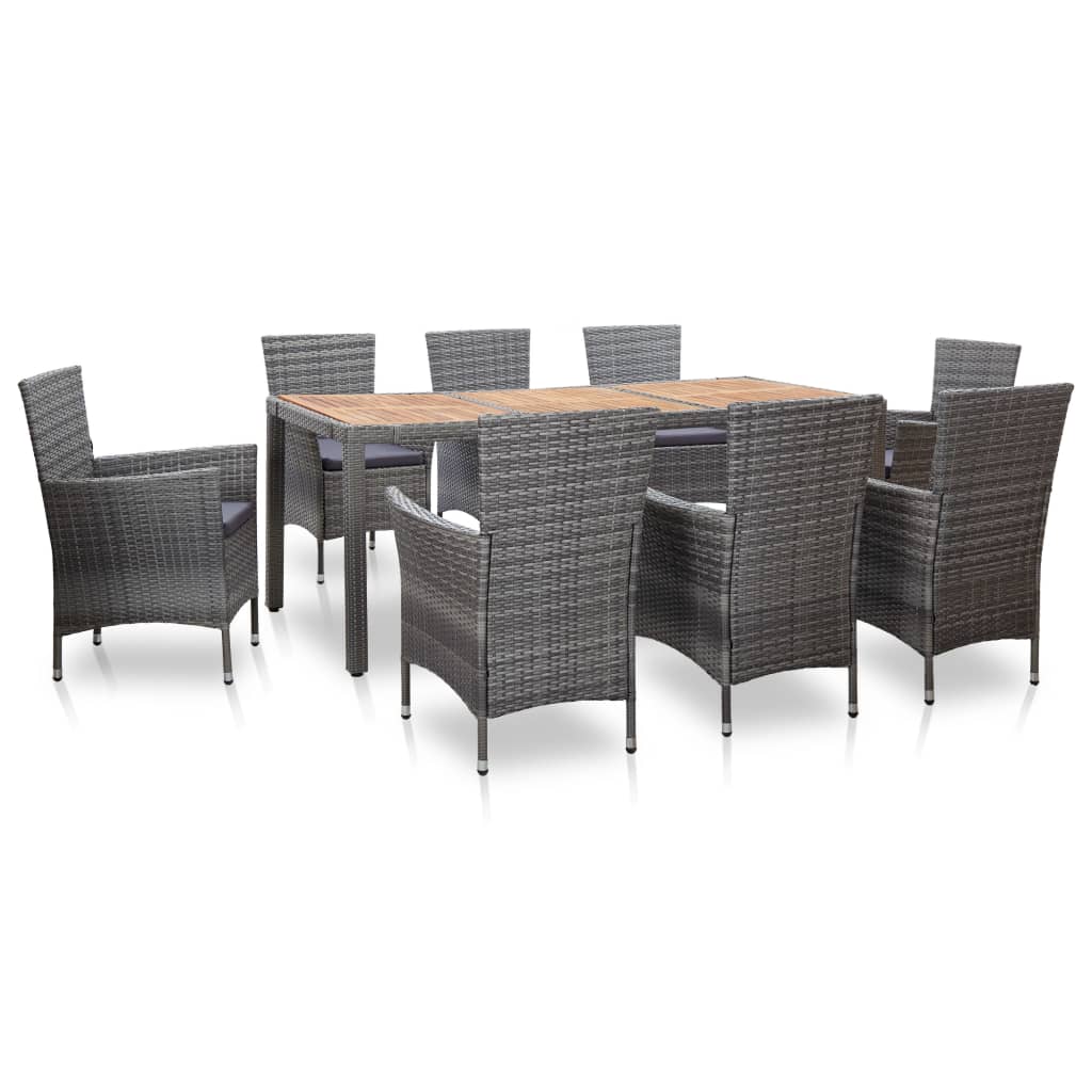 9-delige Tuinset met kussens poly rattan grijs is nu te koop bij PeponiXL, paradijselijk wonen!