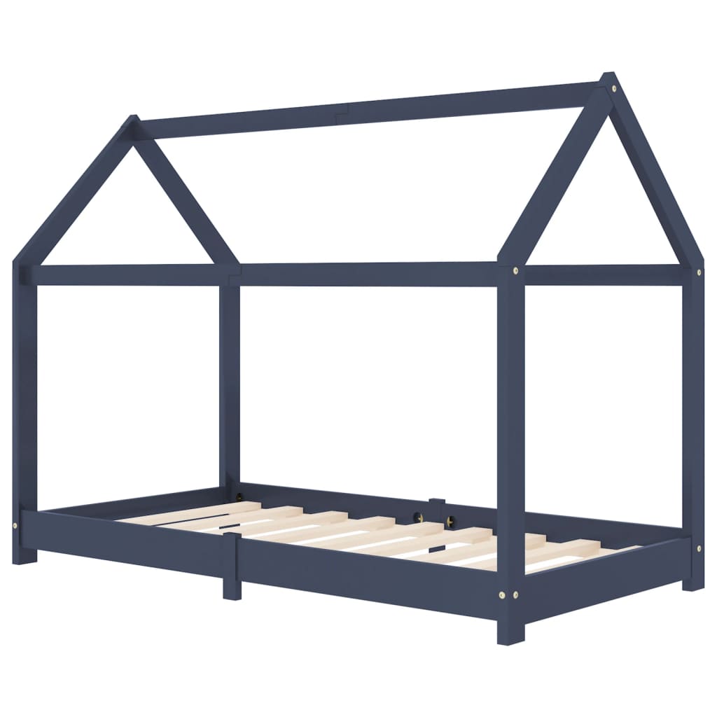 Kinderbedframe massief grenenhout grijs 70x140 cm is nu te koop bij PeponiXL, paradijselijk wonen!