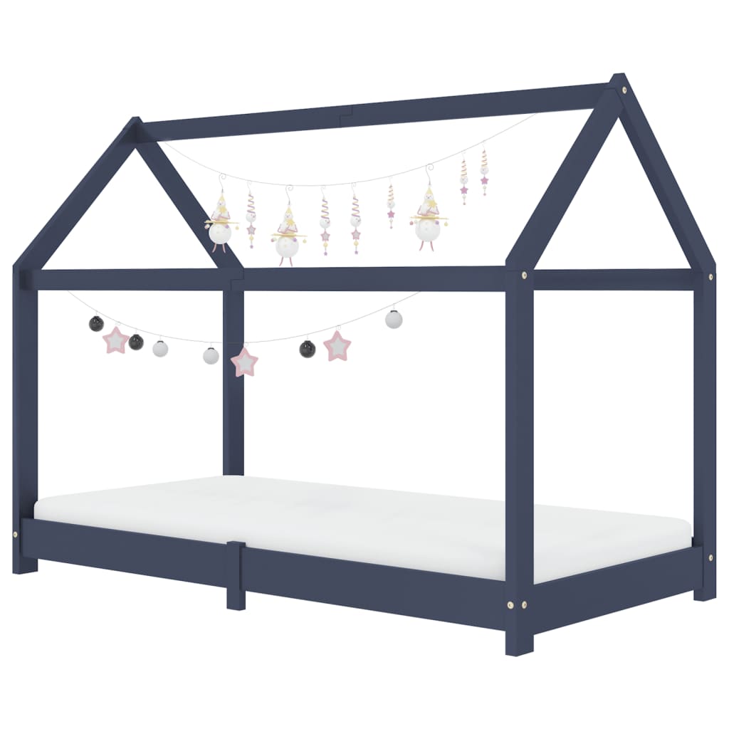 Kinderbedframe massief grenenhout grijs 70x140 cm is nu te koop bij PeponiXL, paradijselijk wonen!