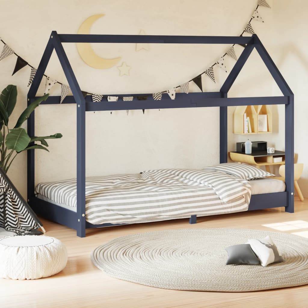 Kinderbedframe massief grenenhout grijs 70x140 cm is nu te koop bij PeponiXL, paradijselijk wonen!
