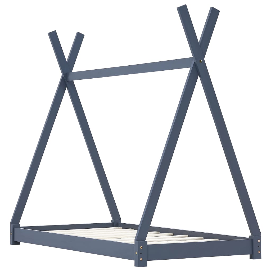 Kinderbedframe massief grenenhout grijs 80x160 cm is nu te koop bij PeponiXL, paradijselijk wonen!