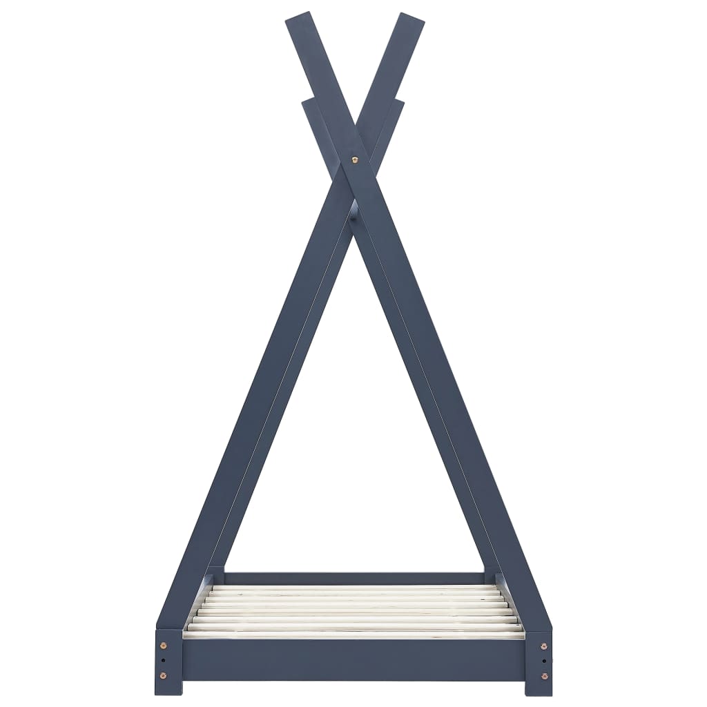 Kinderbedframe massief grenenhout grijs 80x160 cm is nu te koop bij PeponiXL, paradijselijk wonen!
