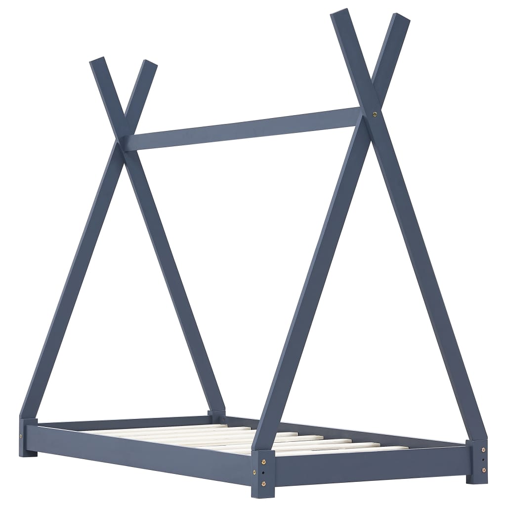 Kinderbedframe massief grenenhout grijs 90x200 cm is nu te koop bij PeponiXL, paradijselijk wonen!