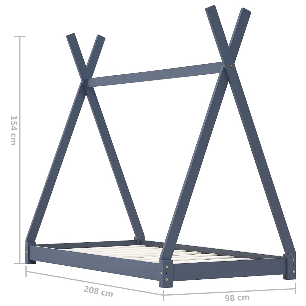 Kinderbedframe massief grenenhout grijs 90x200 cm is nu te koop bij PeponiXL, paradijselijk wonen!