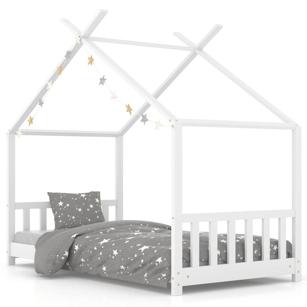 Kinderbedframe massief grenenhout wit 80x160 cm is nu te koop bij PeponiXL, paradijselijk wonen!