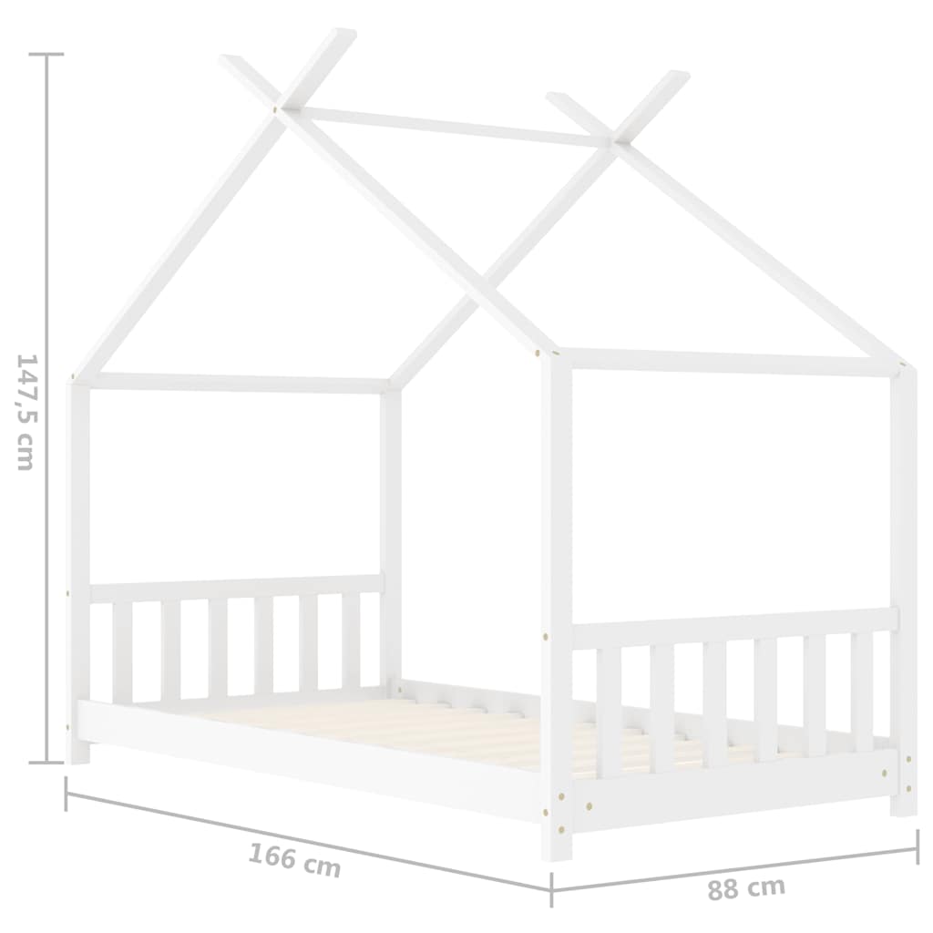 Kinderbedframe massief grenenhout wit 80x160 cm is nu te koop bij PeponiXL, paradijselijk wonen!
