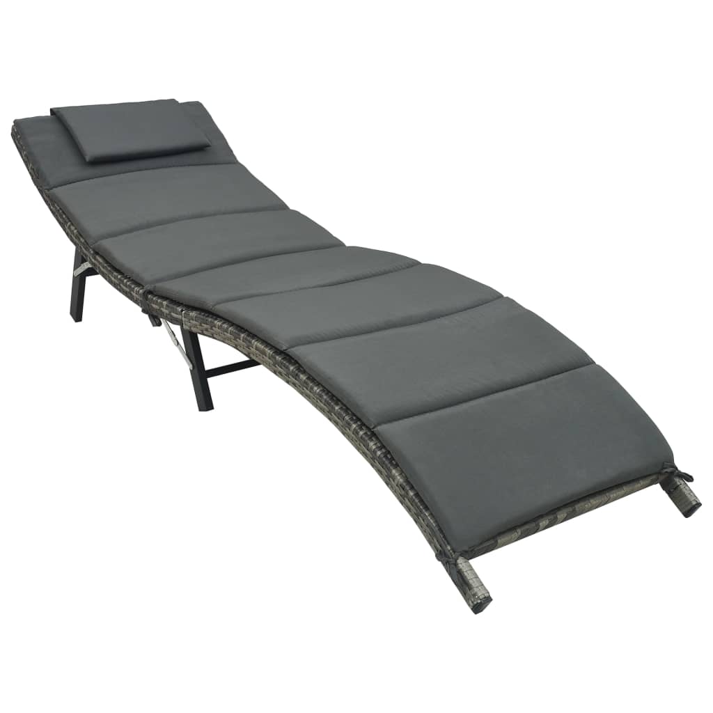 Ligbed inklapbaar met kussen poly rattan grijs is nu te koop bij PeponiXL, paradijselijk wonen!
