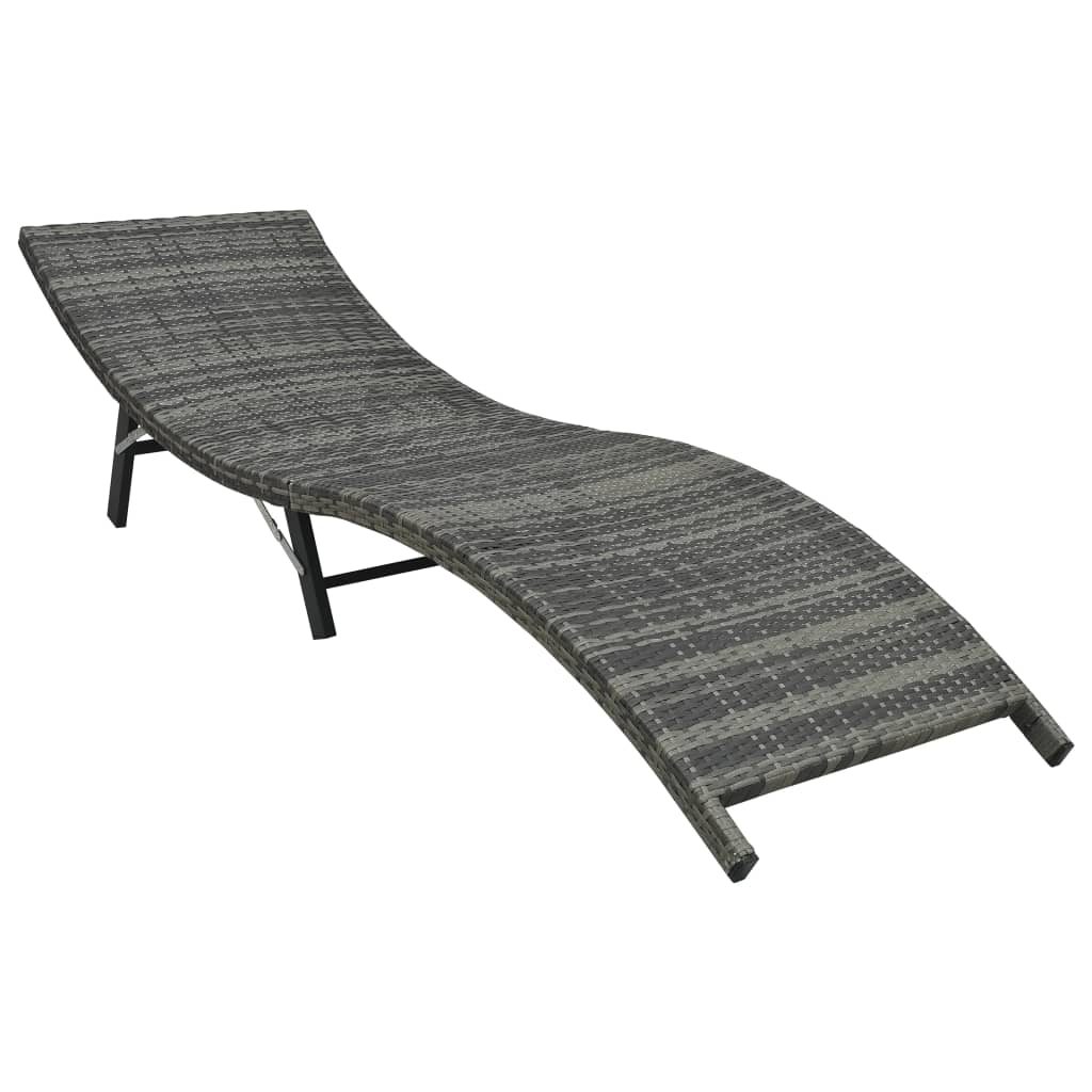 Ligbed inklapbaar met kussen poly rattan grijs is nu te koop bij PeponiXL, paradijselijk wonen!
