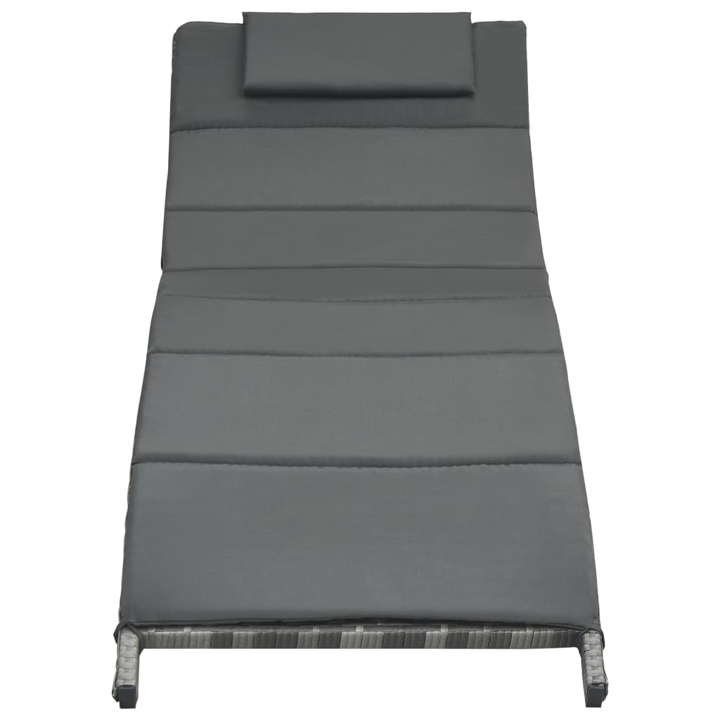 Ligbed inklapbaar met kussen poly rattan grijs is nu te koop bij PeponiXL, paradijselijk wonen!