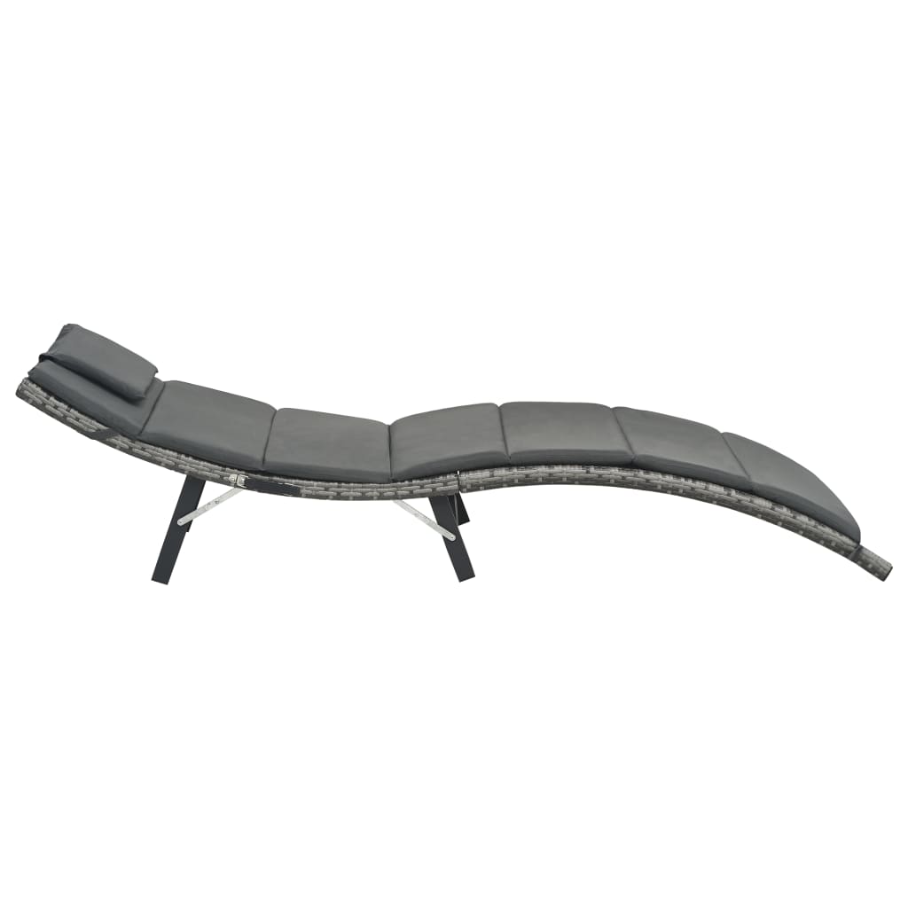 Ligbed inklapbaar met kussen poly rattan grijs is nu te koop bij PeponiXL, paradijselijk wonen!