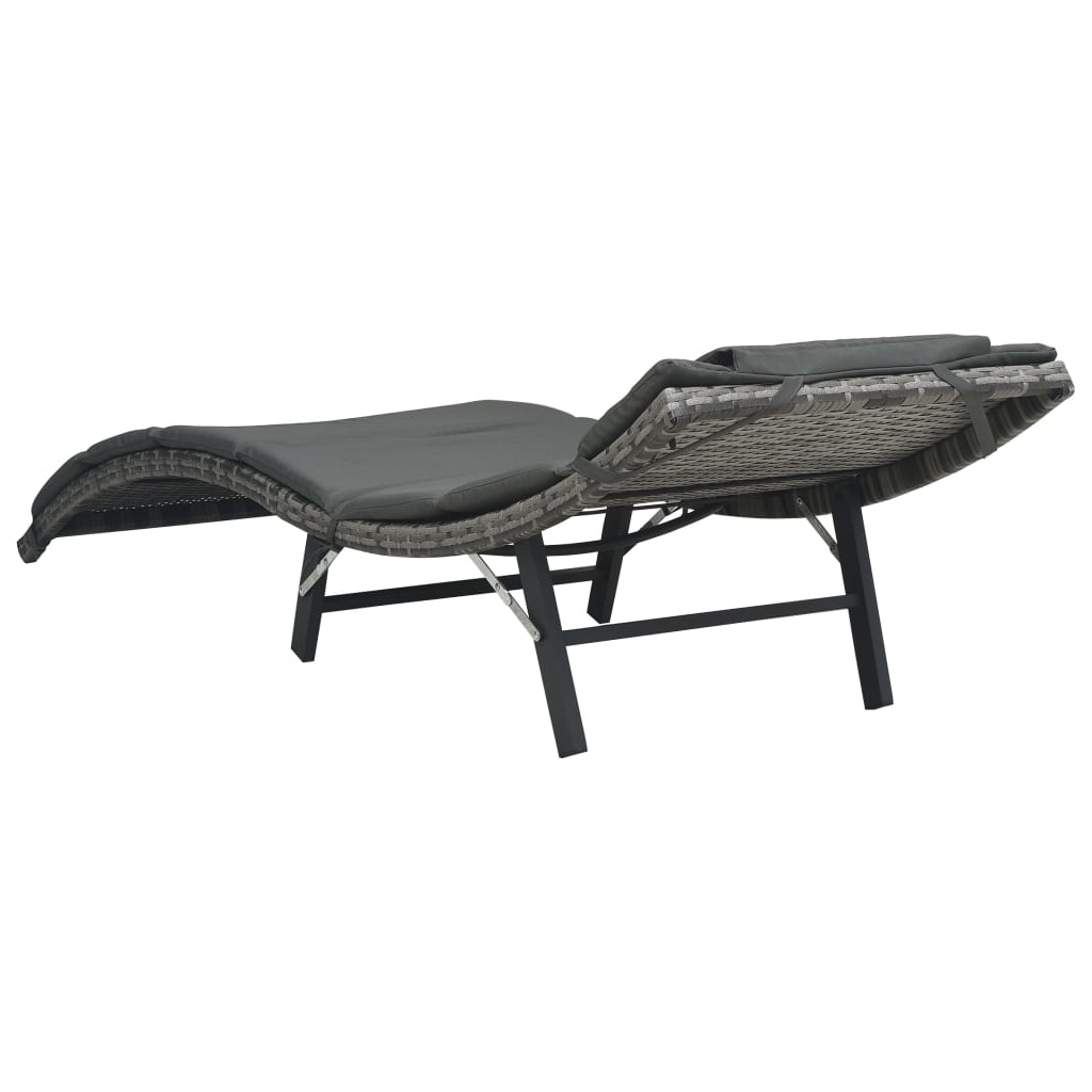 Ligbed inklapbaar met kussen poly rattan grijs is nu te koop bij PeponiXL, paradijselijk wonen!