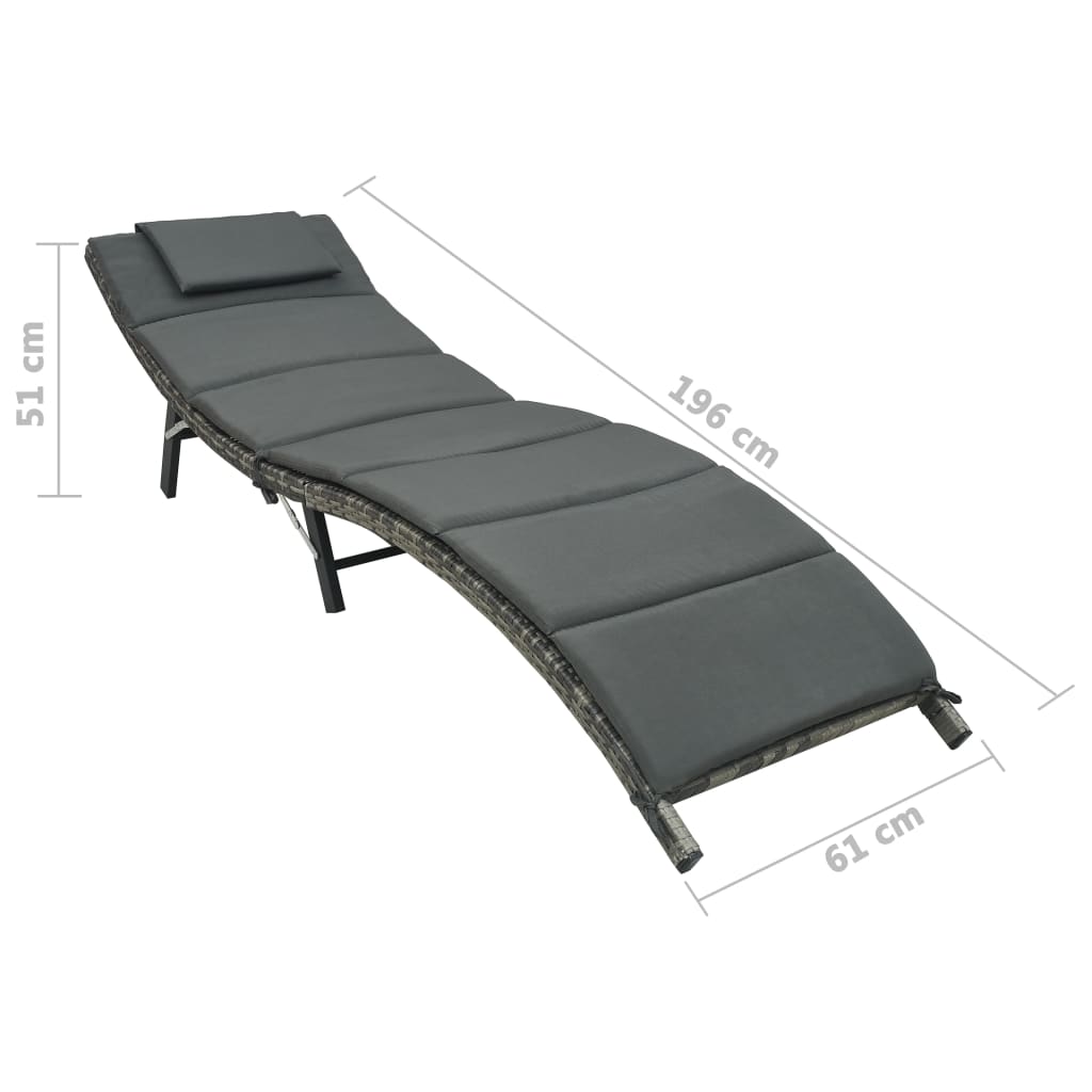 Ligbed inklapbaar met kussen poly rattan grijs is nu te koop bij PeponiXL, paradijselijk wonen!