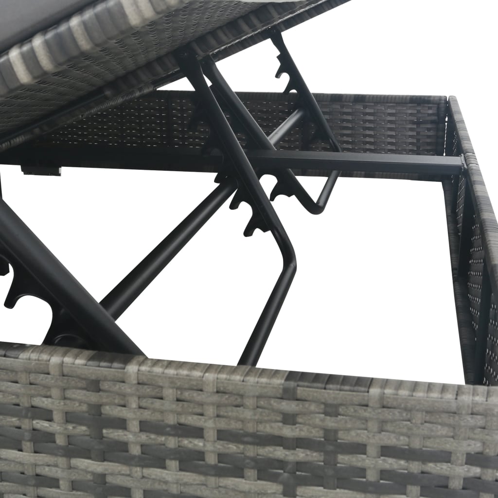 Loungebed met parasol poly rattan grijs is nu te koop bij PeponiXL, paradijselijk wonen!