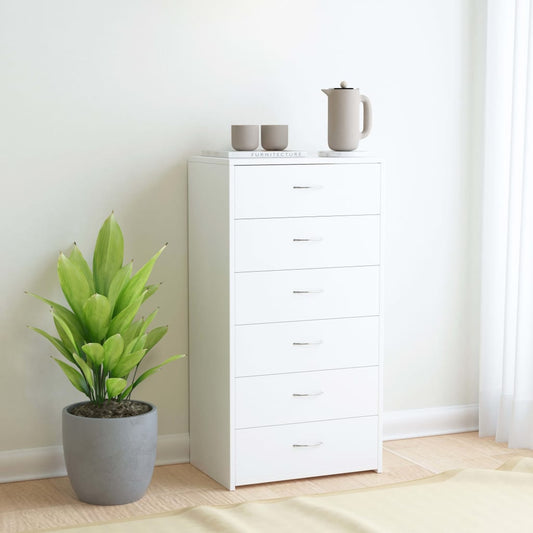 Dressoir met 6 lades 50x34x96 cm bewerkt hout wit is nu te koop bij PeponiXL, paradijselijk wonen!