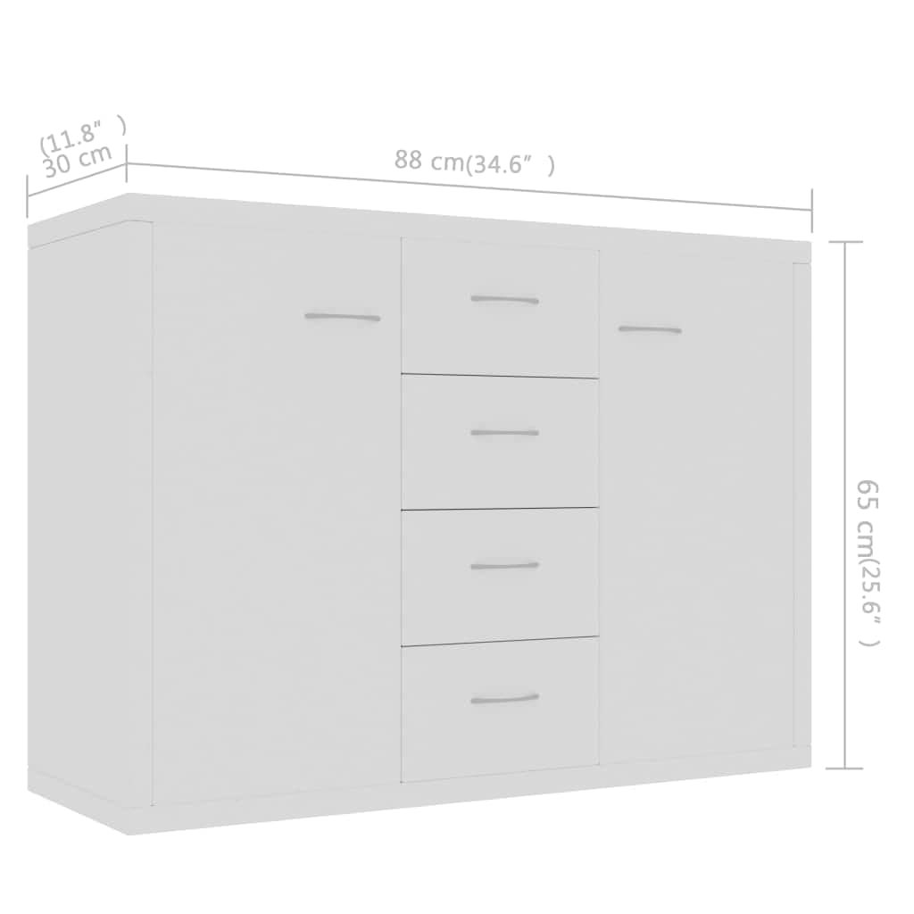 Dressoir 88x30x65 cm bewerkt hout wit is nu te koop bij PeponiXL, paradijselijk wonen!