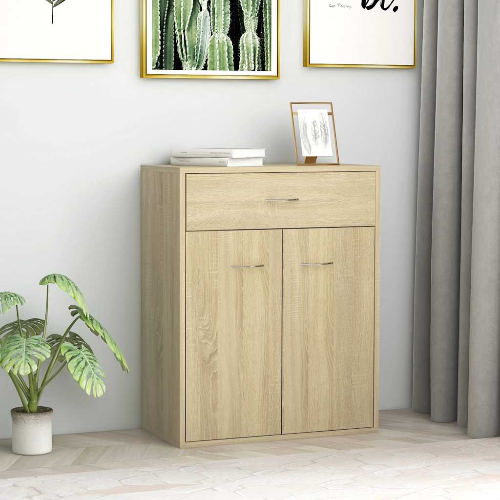 Dressoir 60x30x75 cm bewerkt hout sonoma eikenkleurig is nu te koop bij PeponiXL, paradijselijk wonen!