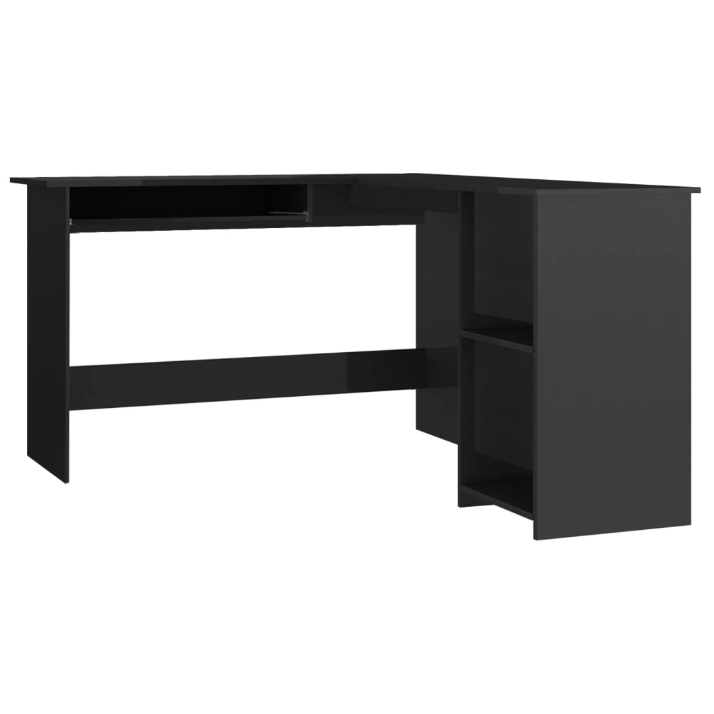 Hoekbureau L-vormig 120x140x75 cm bewerkt hout hoogglans zwart is nu te koop bij PeponiXL, paradijselijk wonen!
