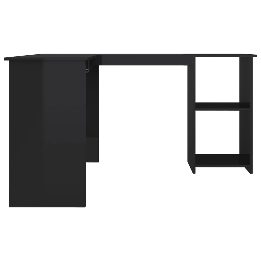 Hoekbureau L-vormig 120x140x75 cm bewerkt hout hoogglans zwart is nu te koop bij PeponiXL, paradijselijk wonen!