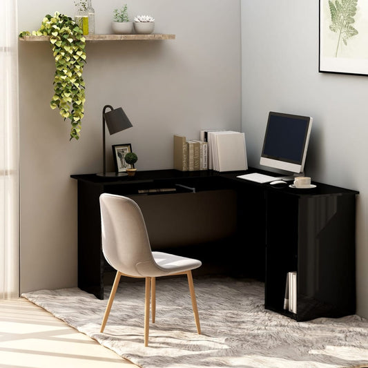 Hoekbureau L-vormig 120x140x75 cm bewerkt hout hoogglans zwart is nu te koop bij PeponiXL, paradijselijk wonen!