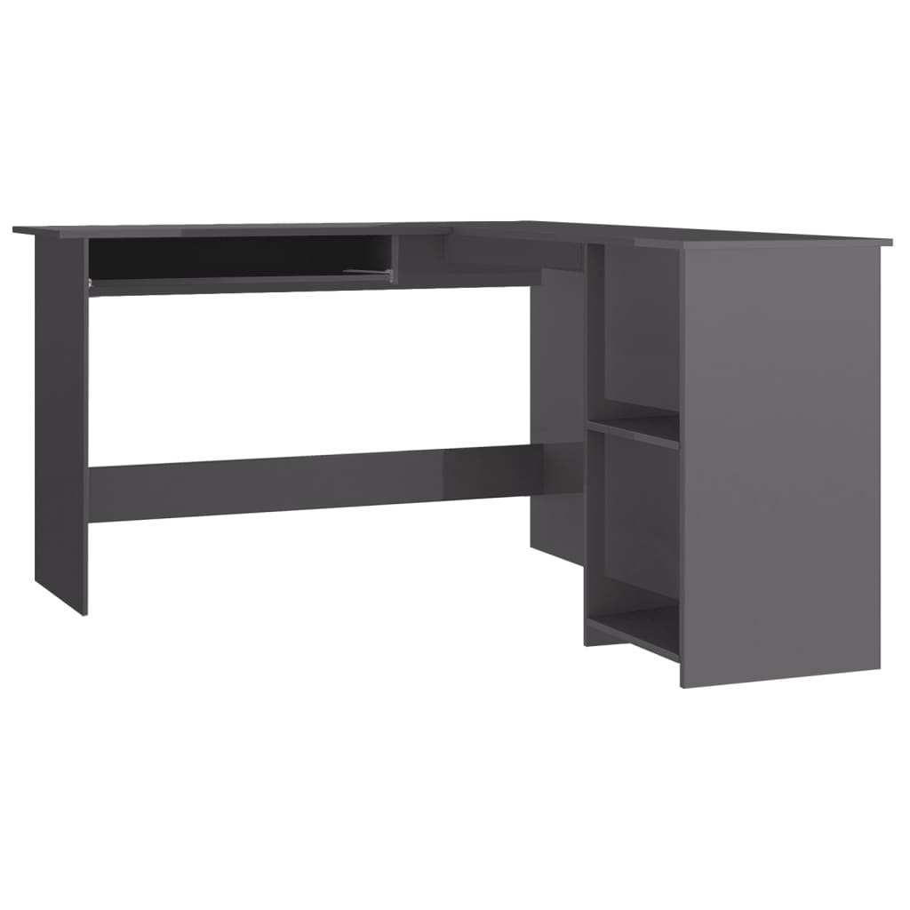 Hoekbureau L-vormig 120x140x75 cm bewerkt hout hoogglans grijs is nu te koop bij PeponiXL, paradijselijk wonen!