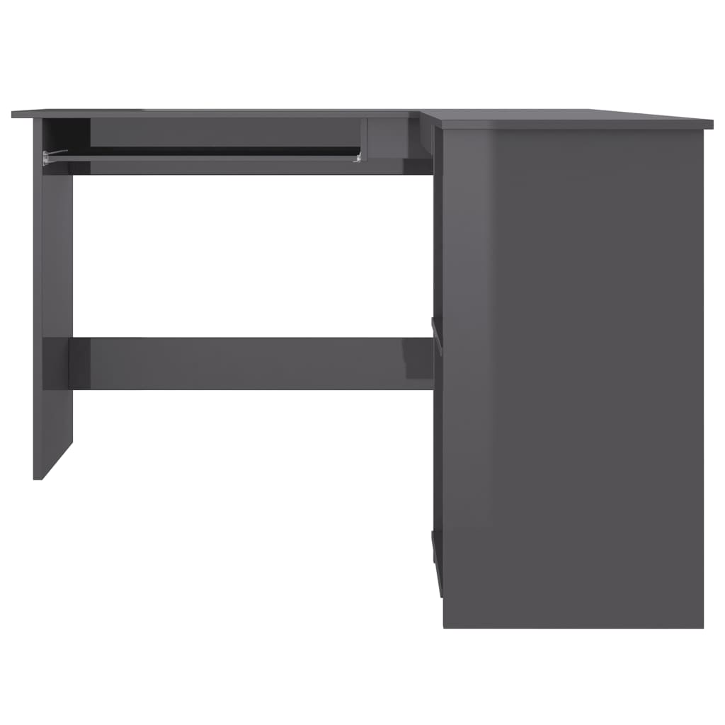 Hoekbureau L-vormig 120x140x75 cm bewerkt hout hoogglans grijs is nu te koop bij PeponiXL, paradijselijk wonen!
